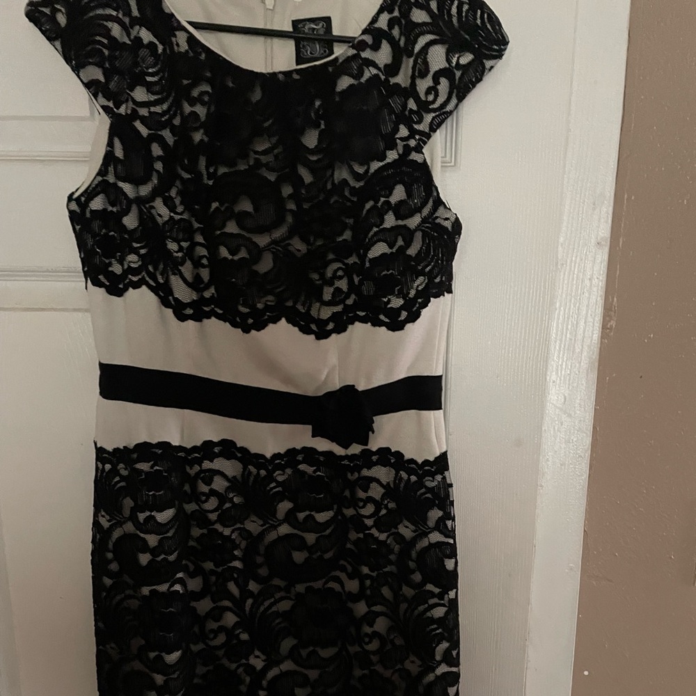 Cream and black lace dress